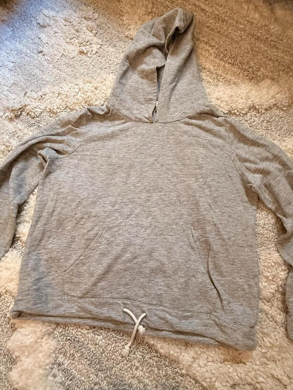 J. Crew Hooded Sweatshirt Gray Sz M Drawstring